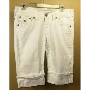 Authentic TR True Religion Disco Sophie White Jeans Stretch Bermuda Shorts 29 US